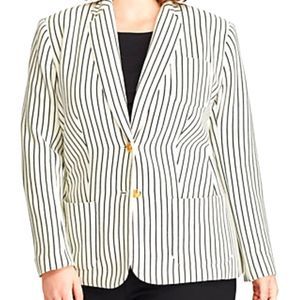 NWT Lauren Ralph Lauren Plus Size Piqué Striped Blazer Size 22W